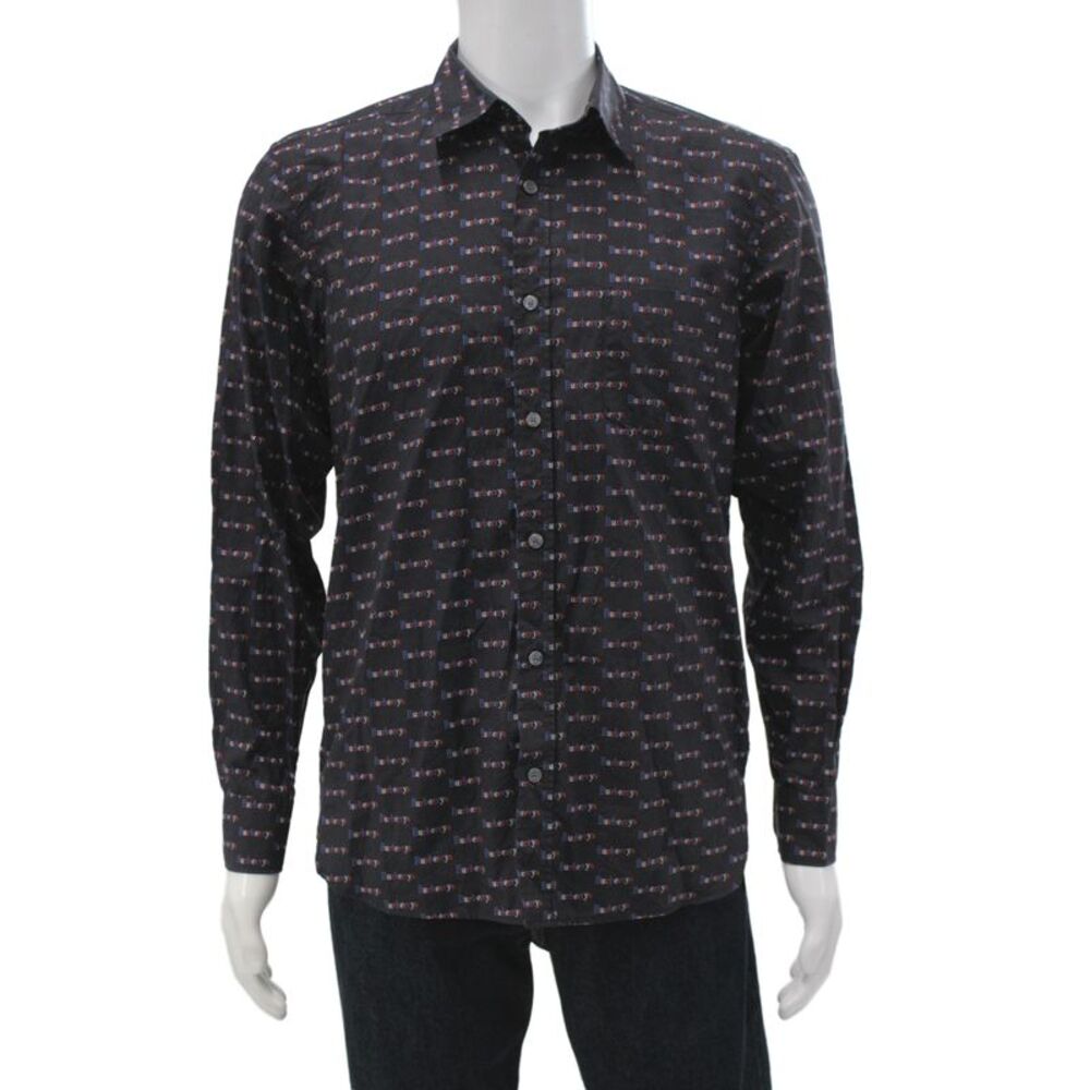 Burberry  Mens Lonb Sleeves Button Down Shirt Multi Colored Size Medium